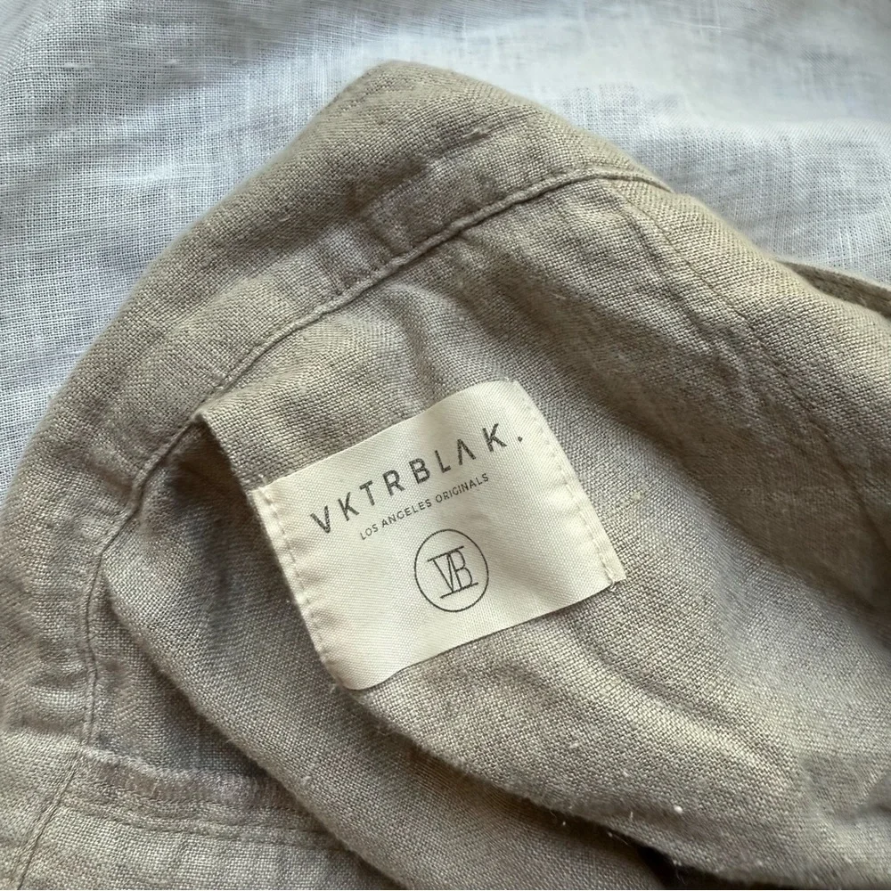VKTRBLAK beige tan linen rope‎ belt slim tapered straight cropped pants